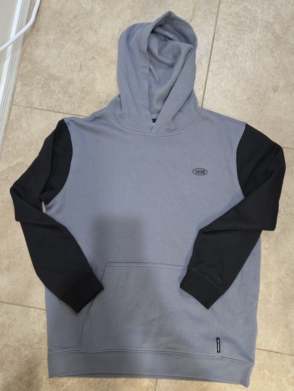 Vans Boys Gray Body Black Sleeve Pullover Hoodie